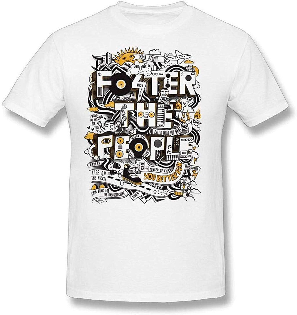 Foster The People Youth Men Short Sleeves Cotton Popular white T-Shirt