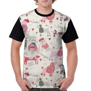 French Dogs Mens Popular Short Sleeve black T-Shirt