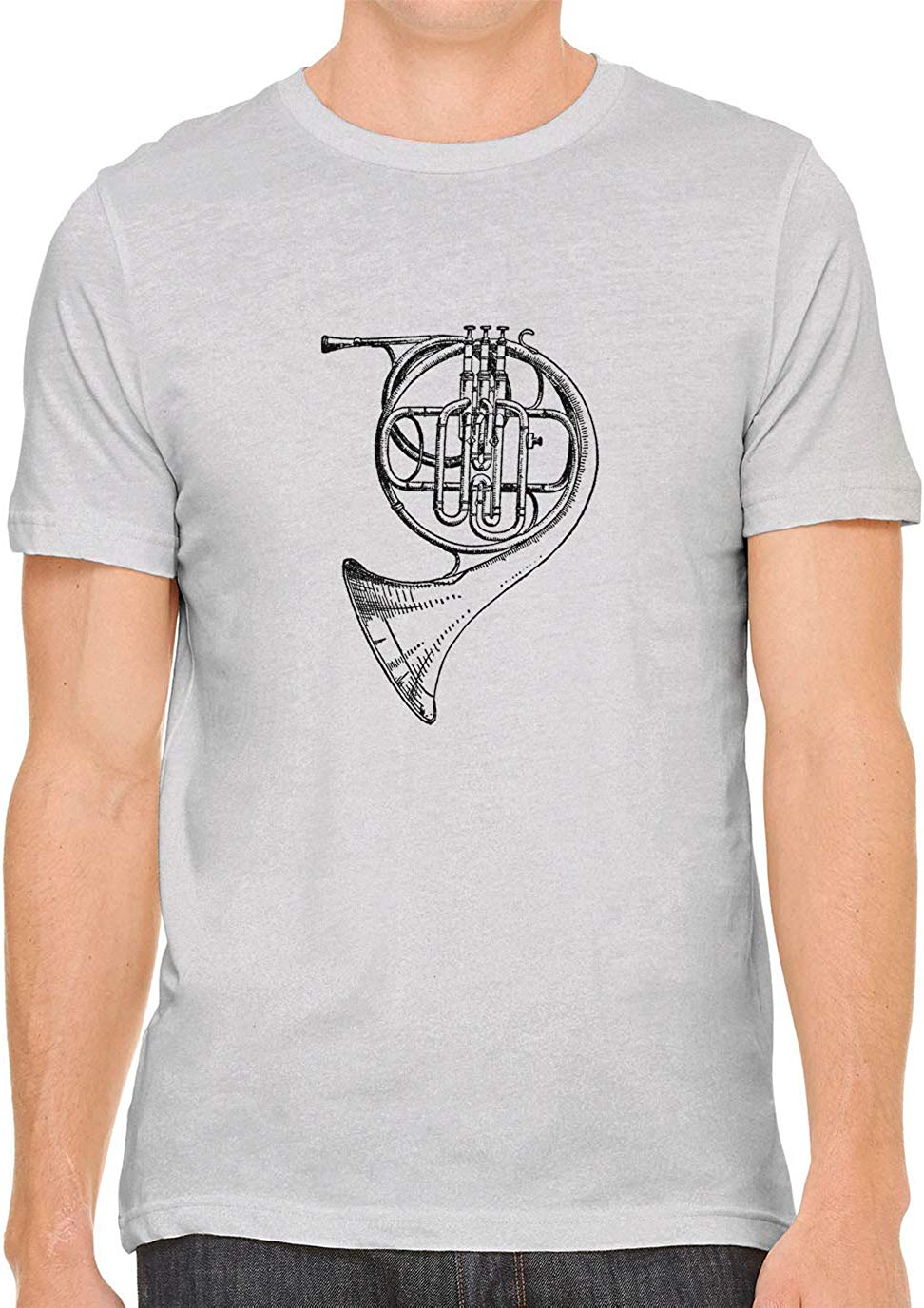 French Horn Sketch Cotton Crewneck Unisex white T-Shirt