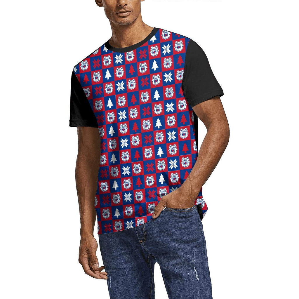 Fresno-Classic-State-Bulldogs-Christmas- 3D Men's Round Neck Basic Athletic White-80 T-Shirt