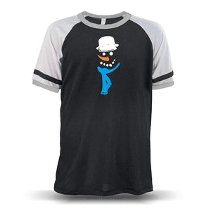 Frosty The Snowman' Unisex Raglan Black W/ Grey Sleeves (Alternative) T-Shirt