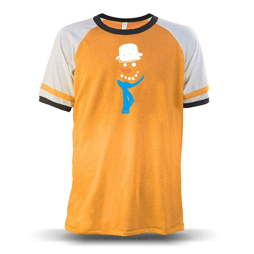 Frosty The Snowman' Unisex Raglan Orange W/ White Sleeves (Alternative) T-Shirt