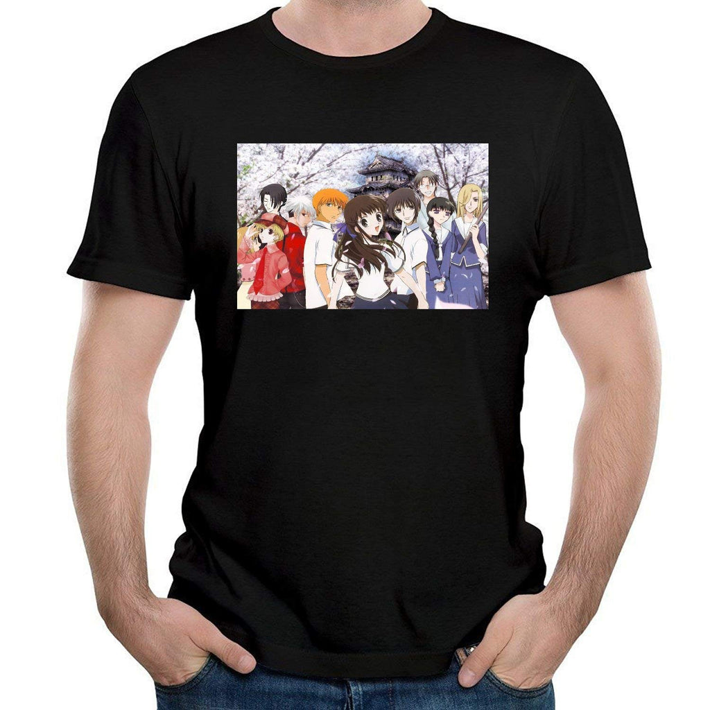 Fruits Basket Men's Casual Short Sleeve Print Fashion Black T-Shirt