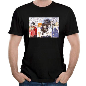 Fruits Basket Men's Casual Short Sleeve Print Fashion Black T-Shirt