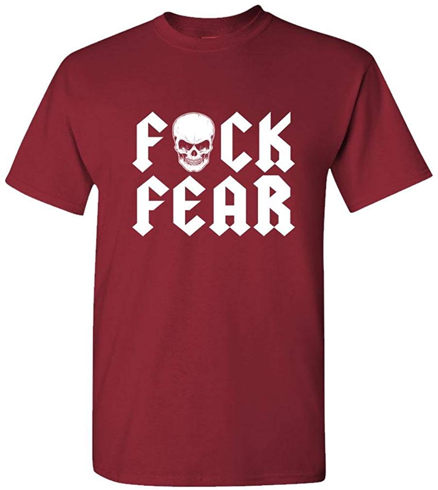 Fuck Fear Drink Beer Austin Wrestling Funny Mens Cotton Maroon T-Shirt