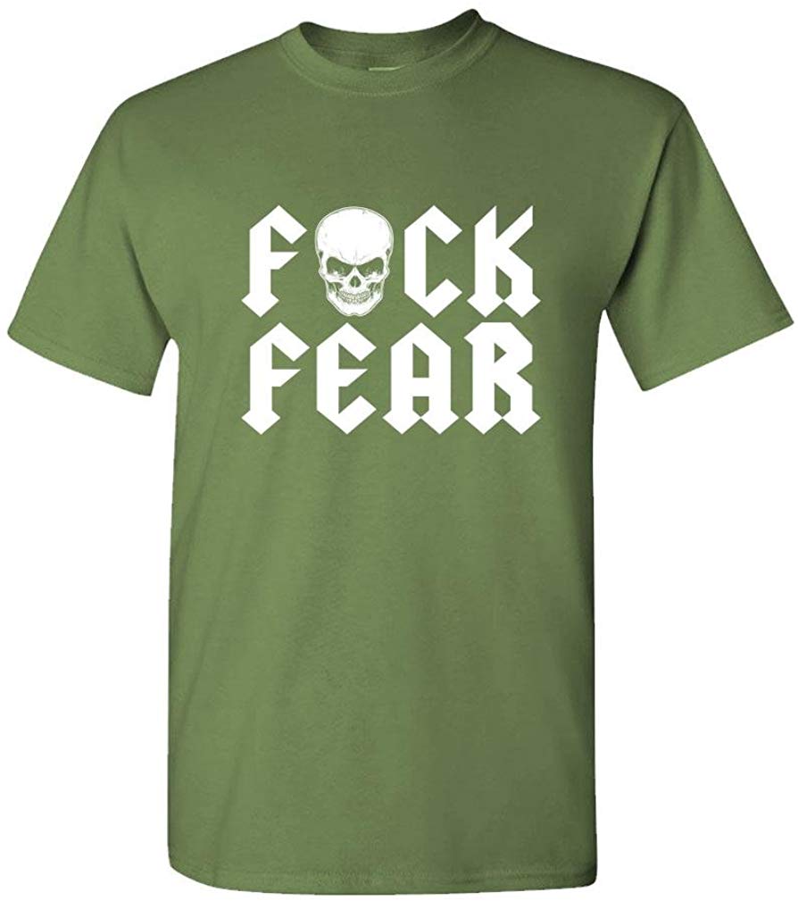 Fuck Fear Drink Beer Austin Wrestling Funny Mens Cotton Military T-Shirt