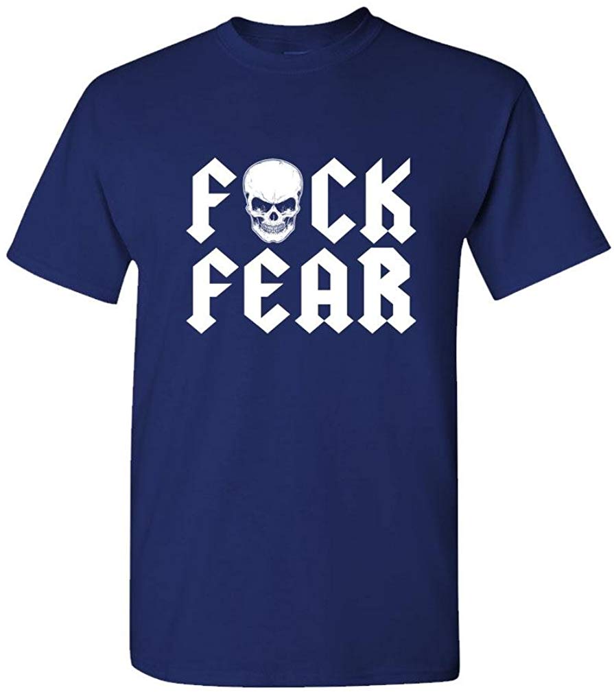 Fuck Fear Drink Beer Austin Wrestling Funny Mens Cotton Navy T-Shirt