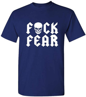 Fuck Fear Drink Beer Austin Wrestling Funny Mens Cotton Navy T-Shirt
