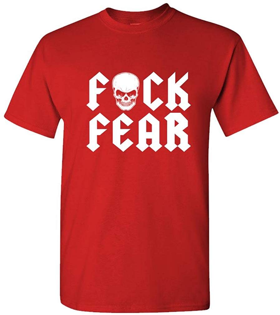 Fuck Fear Drink Beer Austin Wrestling Funny Mens Cotton Red T-Shirt
