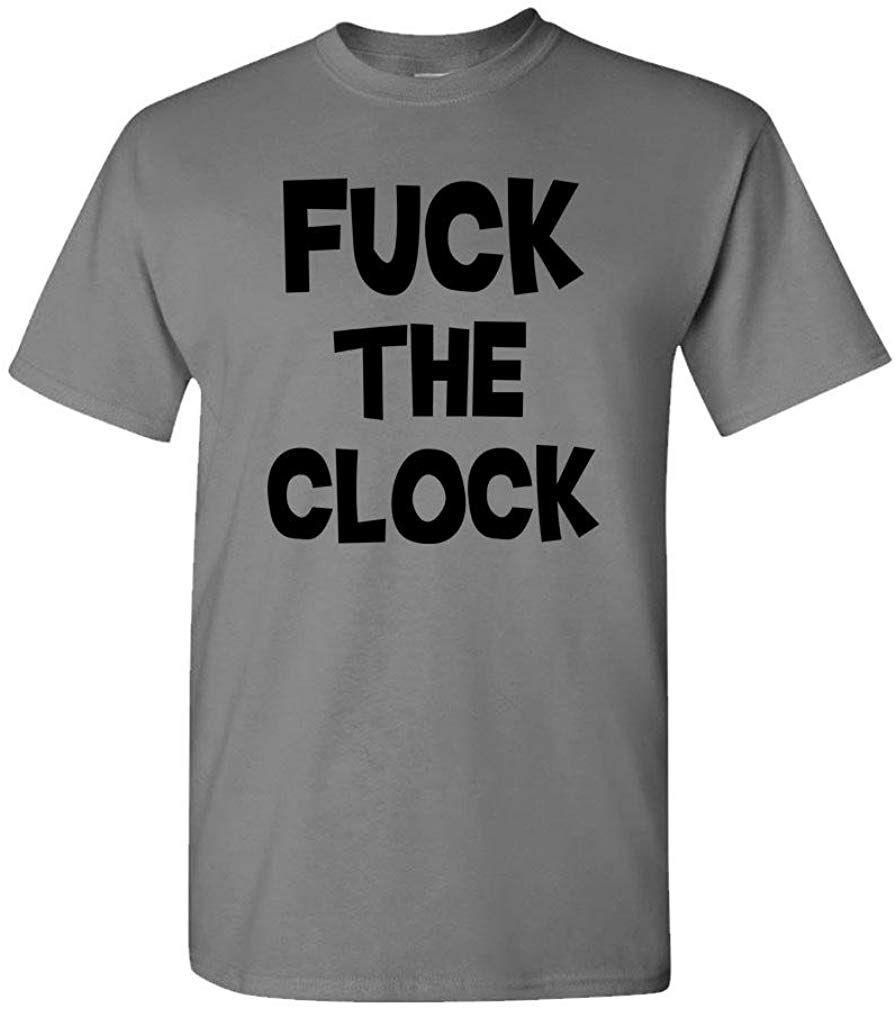 Fuck The Clock 70's Punk Rock Music Mens Cotton Charcoal T-Shirt