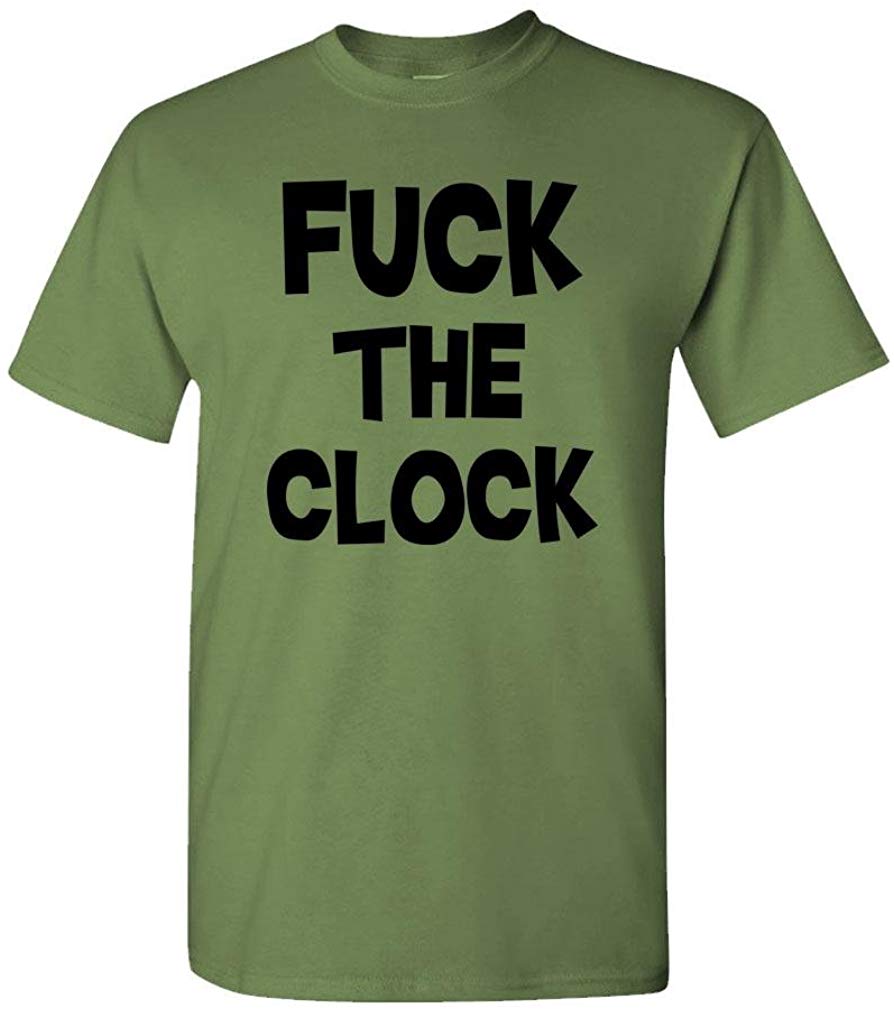 Fuck The Clock 70's Punk Rock Music Mens Cotton Military T-Shirt