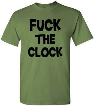 Fuck The Clock 70's Punk Rock Music Mens Cotton Military T-Shirt