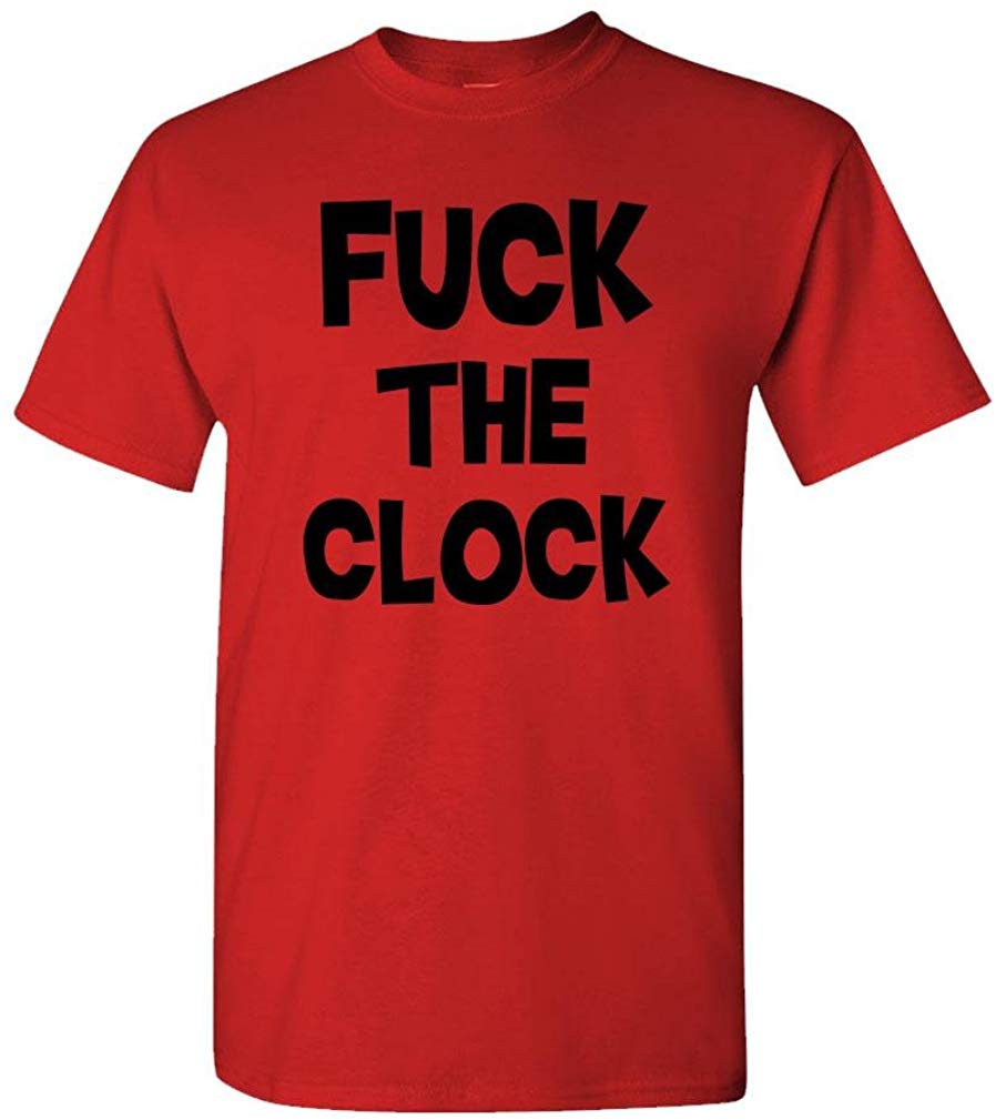 Fuck The Clock 70's Punk Rock Music Mens Cotton Red T-Shirt