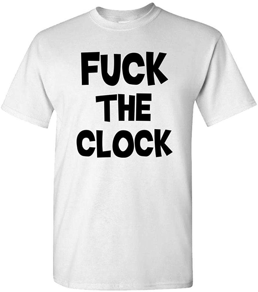 Fuck The Clock 70's Punk Rock Music Mens Cotton White Usa Made T-Shirt