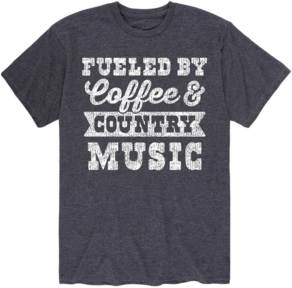 Fueled by Coffee and Country Music Adult Short Sleeve Heather Charcoal T-Shirt