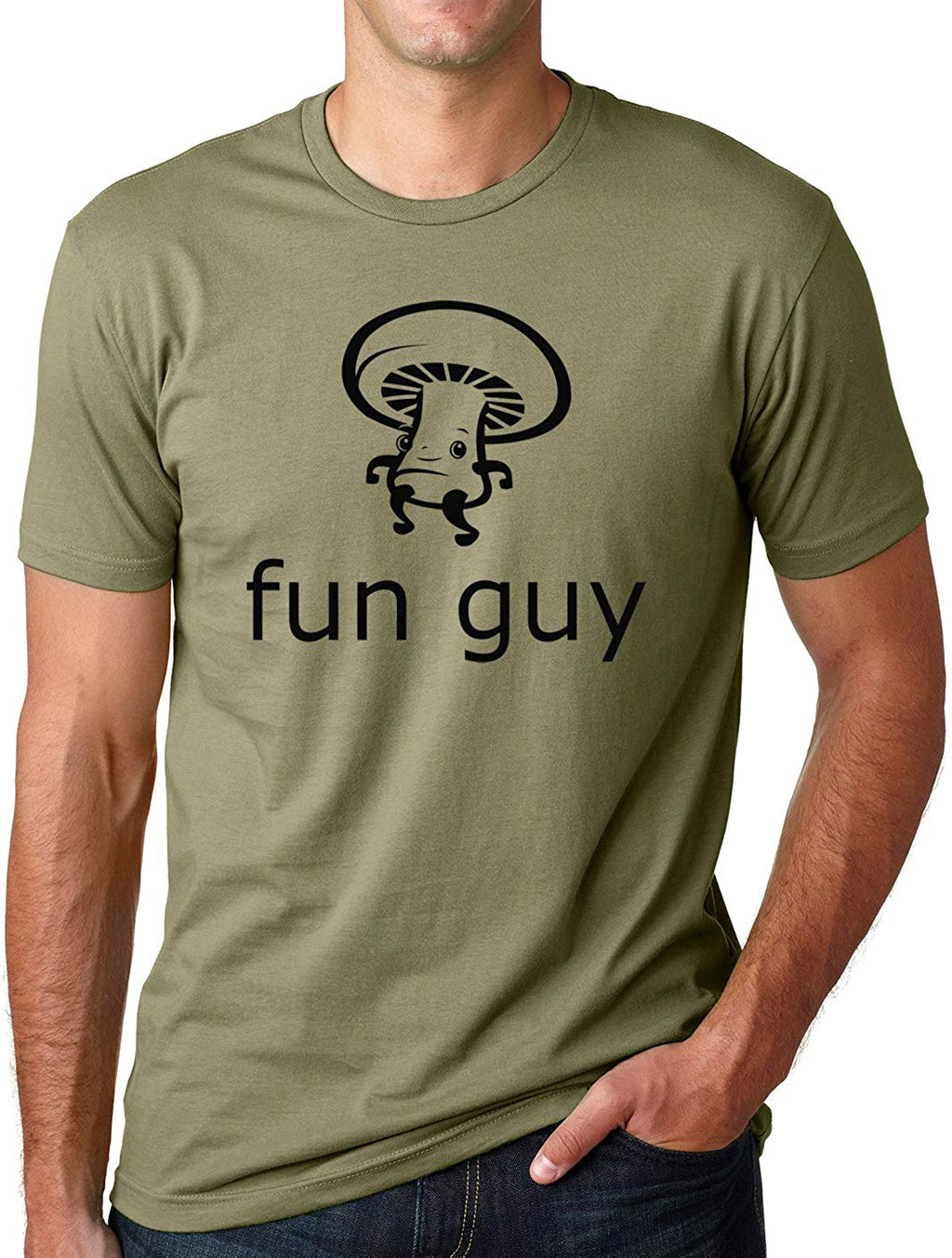 Funguy Funny Mushroom Fun Guy Olive T-Shirt