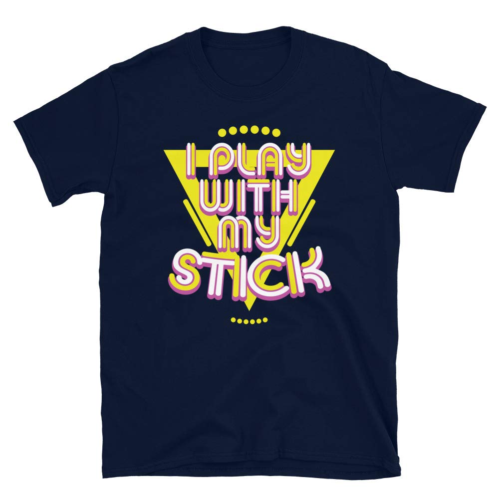 Funny 80's Vintage Glow Stick Saying I Play with My Stick Gift Idea Navy T-Shirt