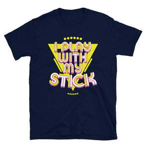 Funny 80's Vintage Glow Stick Saying I Play with My Stick Gift Idea Navy T-Shirt