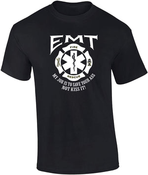 Funny EMT Job Adult Unisex Short Sleeve Black T-Shirt