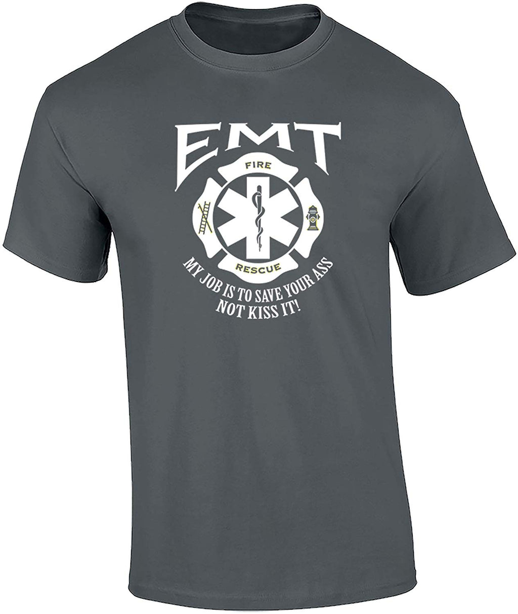 Funny EMT Job Adult Unisex Short Sleeve Charcoal T-Shirt