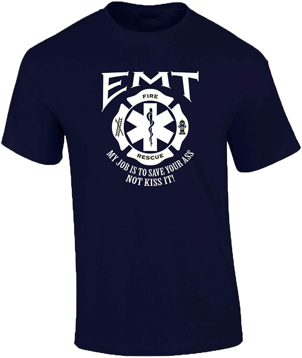 Funny EMT Job Adult Unisex Short Sleeve Navy T-Shirt