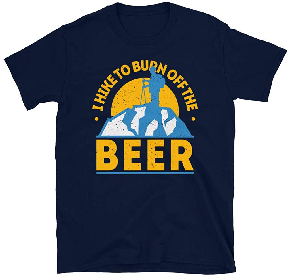 Funny Food Hiking I Hike to Burn Off The Beer Navy T-Shirt