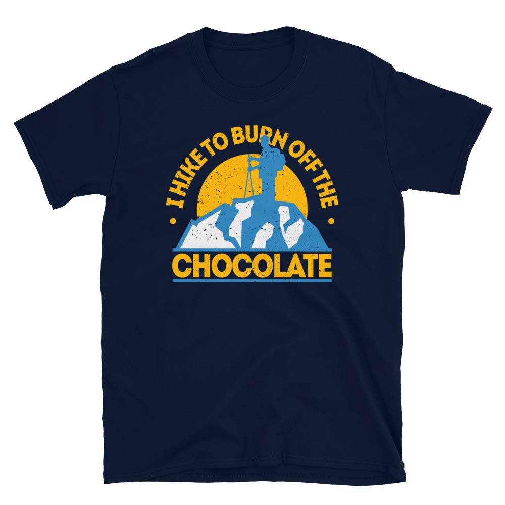 Funny Food Hiking I Hike to Burn Off The Chocolate Navy T-Shirt