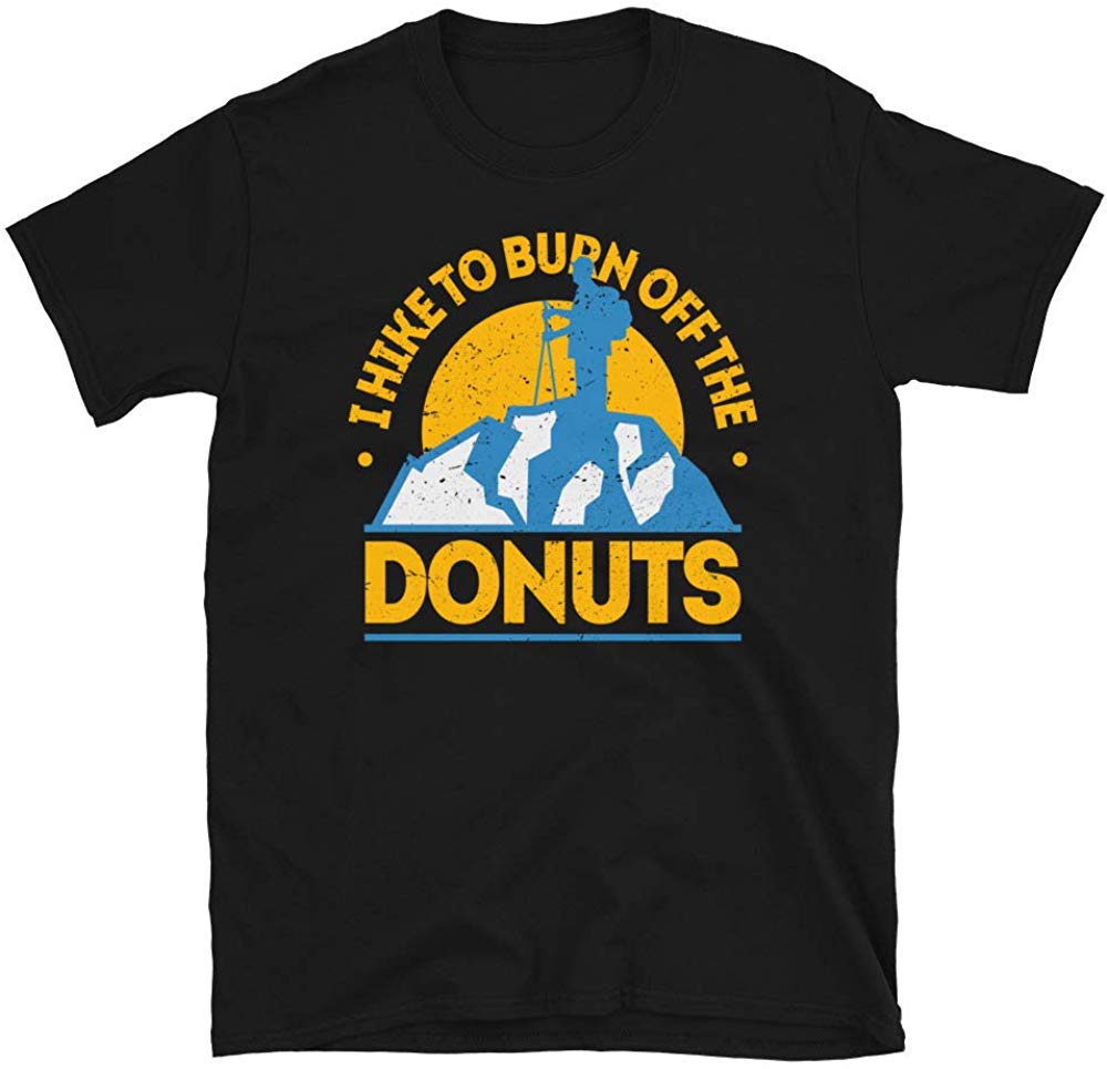 Funny Food Hiking I Hike to Burn Off The Donuts Black T-Shirt