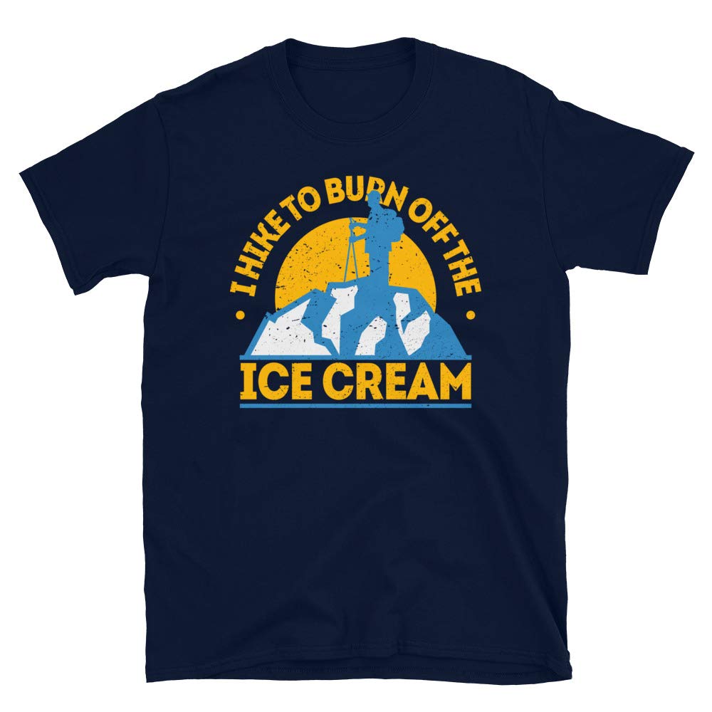 Funny Food Hiking I Hike to Burn Off The Ice Cream Navy T-Shirt
