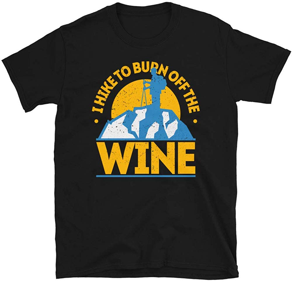 Funny Food Hiking I Hike to Burn Off The Wine Black T-Shirt