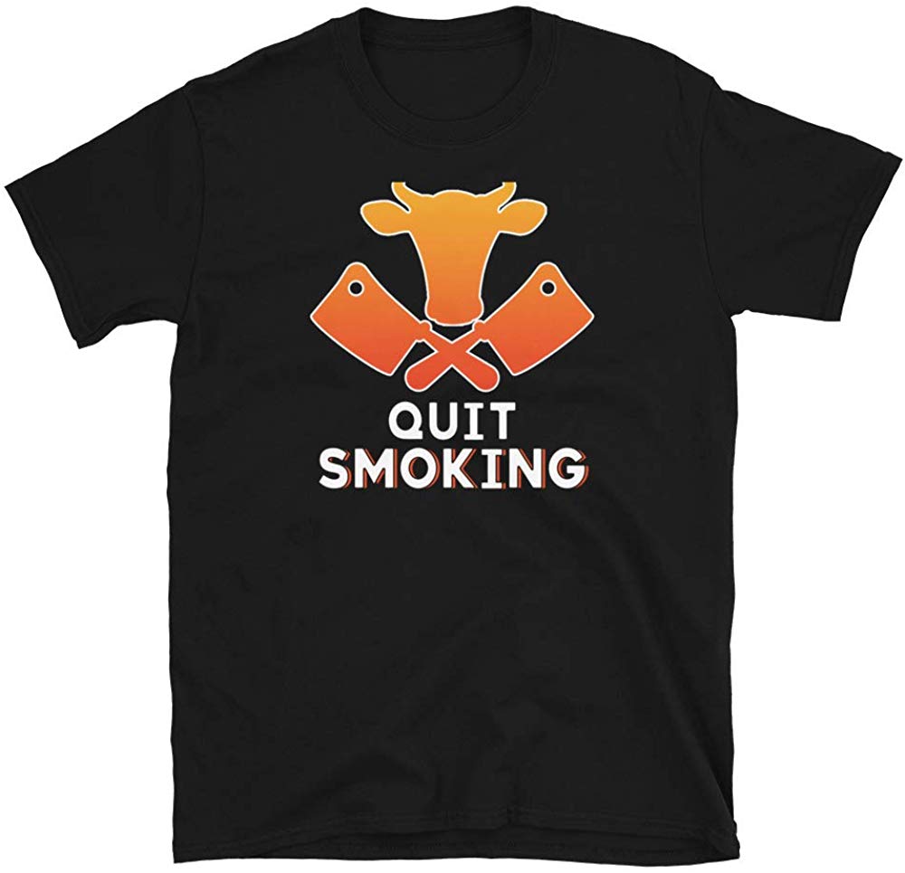 Funny Grilling BBQ Meat Lover Gift Idea Quit Smoking Black T-Shirt
