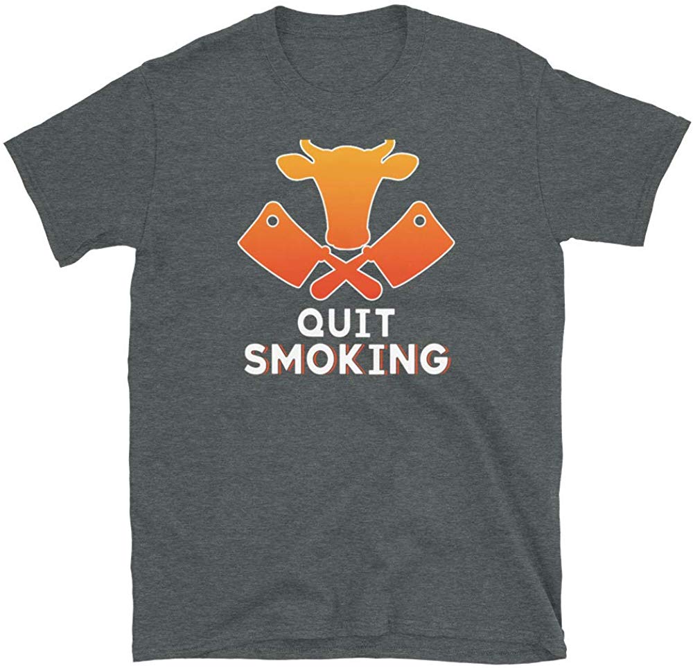 Funny Grilling BBQ Meat Lover Gift Idea Quit Smoking Dark Heather T-Shirt