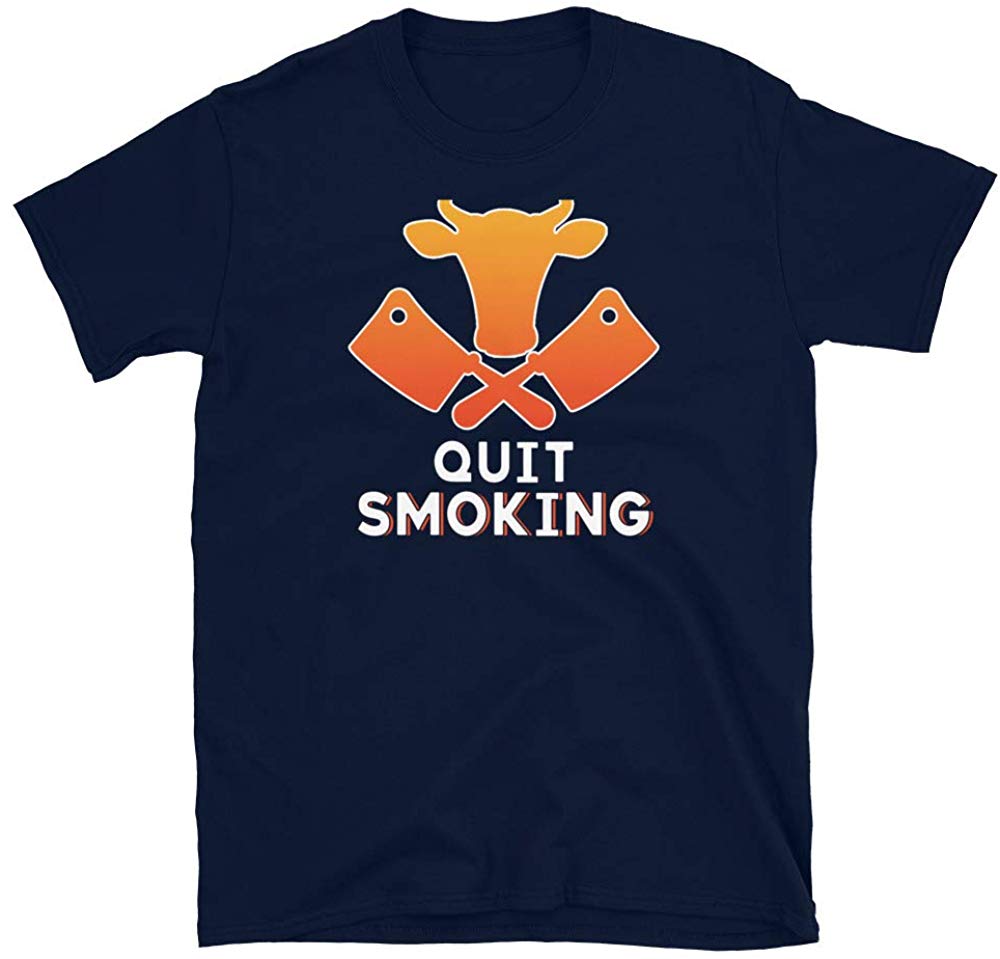 Funny Grilling BBQ Meat Lover Gift Idea Quit Smoking Navy T-Shirt