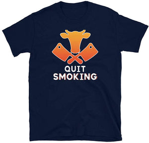 Funny Grilling BBQ Meat Lover Gift Idea Quit Smoking Navy T-Shirt