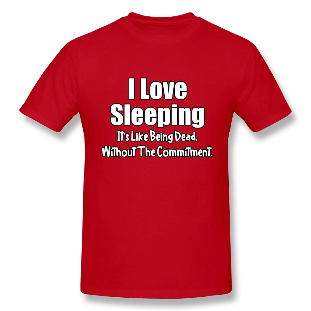 Funny I Love Sleeping Short Sleevefor Mens Red T-Shirt