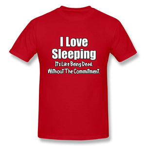 Funny I Love Sleeping Short Sleevefor Mens Red T-Shirt