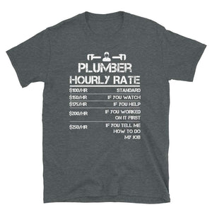 Funny Plumber Hourly Rate Wrench Men Labor Rate Dark Heather T-Shirt