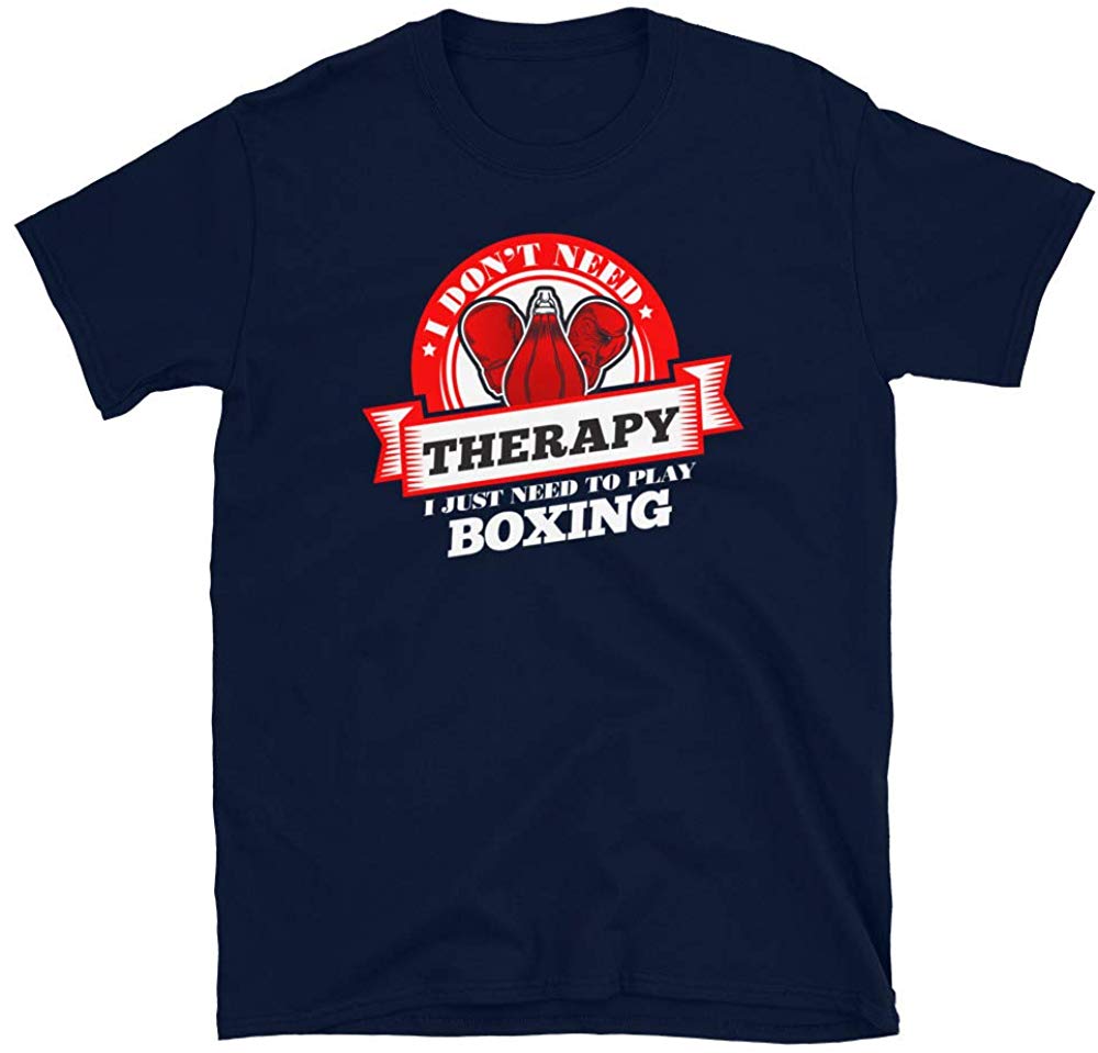 Funny Quote 'I Don't Need Therapy I Just Need to Play Boxing' Navy T-Shirt