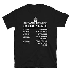 Funny Software Developer Hourly Rate Gift Black T-Shirt