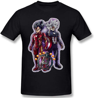 Funny for Avengers End Game Dragon Balls Iron Vegeta and Captain Goku Black T-Shirt