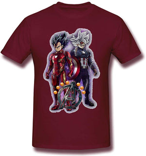 Funny for Avengers End Game Dragon Balls Iron Vegeta and Captain Goku Burgundy T-Shirt