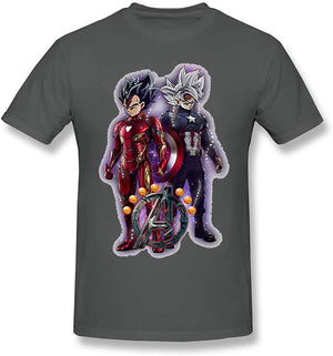 Funny for Avengers End Game Dragon Balls Iron Vegeta and Captain Goku Deep Heather T-Shirt