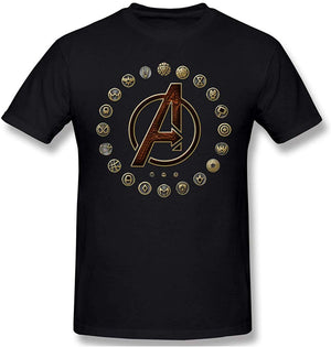Funny for Avengers End Game Stan Lee and Super Heroes's Symbol Black 03 T-Shirt
