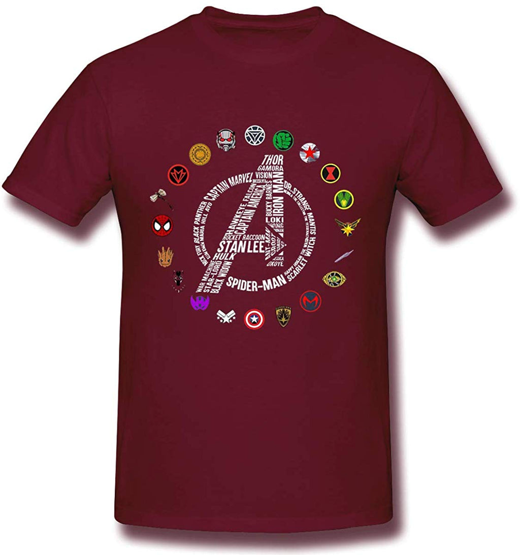 Funny for Avengers End Game Stan Lee and Super Heroes's Symbol Burgundy T-Shirt