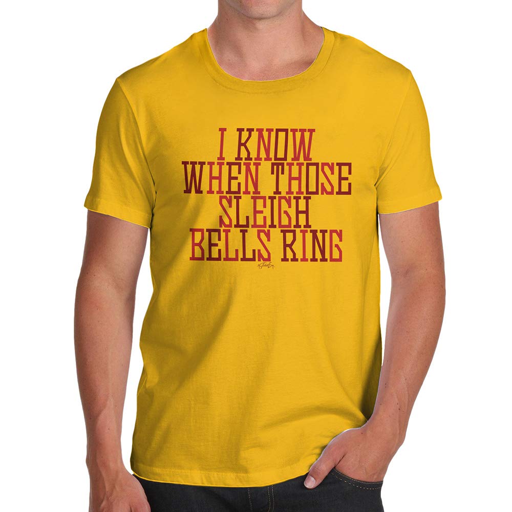 Funnyfor Men I Know When Those Sleigh Bells Ring Yellow T-Shirt