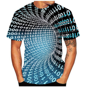 Funnygals Men's 3D Printed Tops Summer Casual Short Sleeve Crewneck Lightweight Top Plus Size Blue T-Shirt