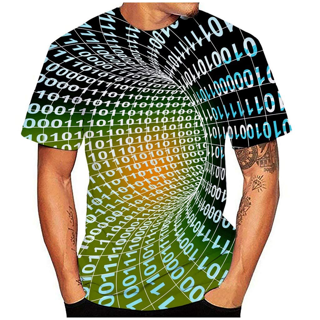 Funnygals Men's 3D Printed Tops Summer Casual Short Sleeve Crewneck Lightweight Top Plus Size Green T-Shirt