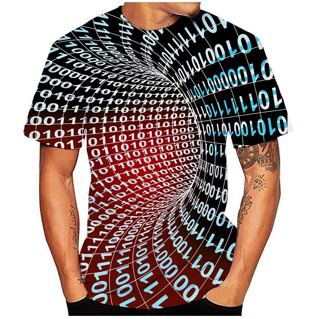 Funnygals Men's 3D Printed Tops Summer Casual Short Sleeve Crewneck Lightweight Top Plus Size Red T-Shirt