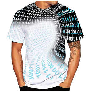 Funnygals Men's 3D Printed Tops Summer Casual Short Sleeve Crewneck Lightweight Top Plus Size White T-Shirt