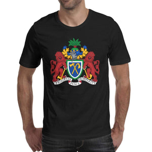 Gambia Coat of Arms Lion Men's Crew Neck Party Short Sleeve Black-126 T-Shirt
